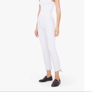 Mother Denim white Insider crop step fray